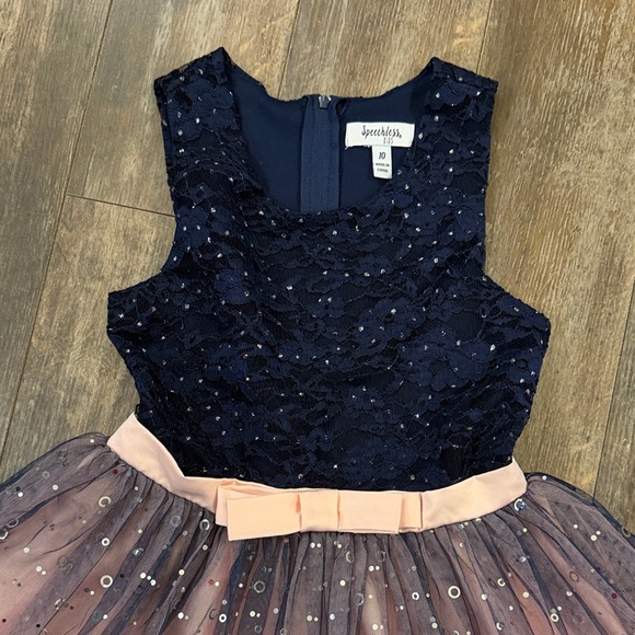 Speechless Navy and Pink Sequin Kids Dress - Picture 2 of 12
